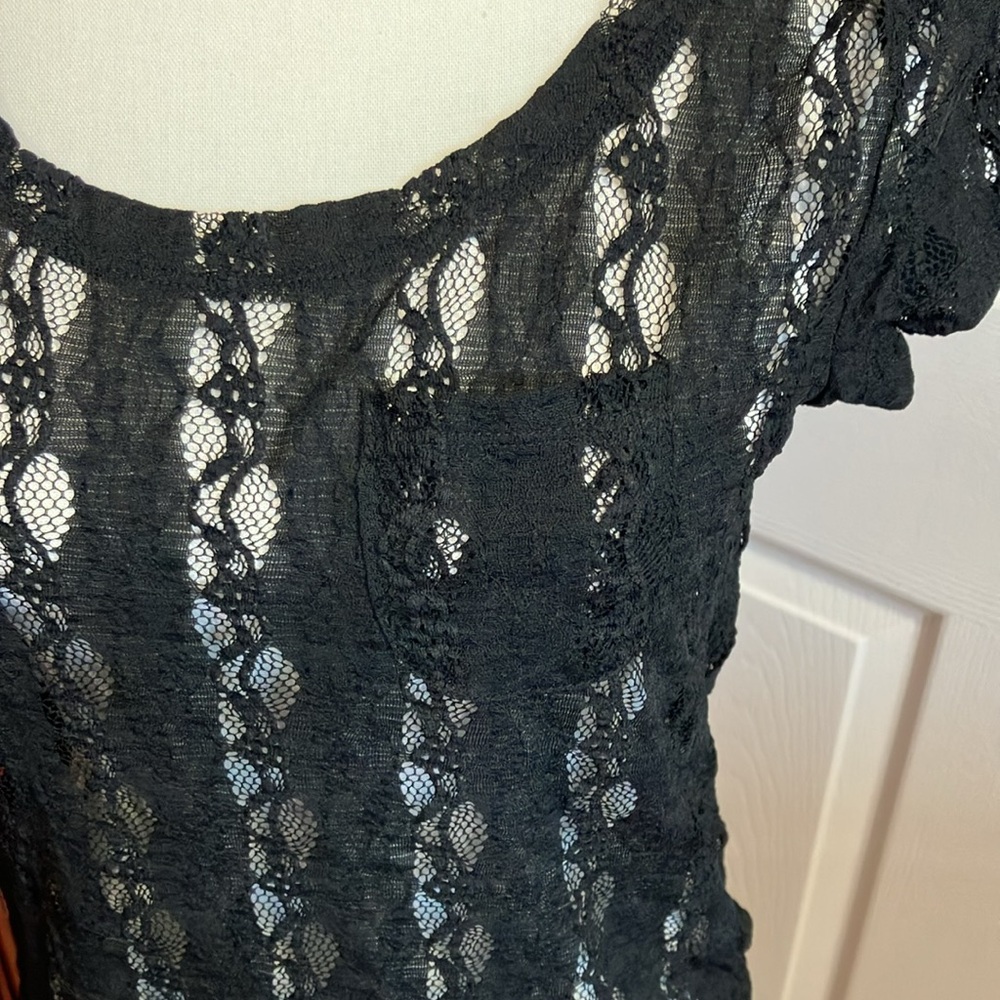 Y2k vintage Forever 21 women’s Black Lace top Blouse Size:L juniors - Picture 4 of 8